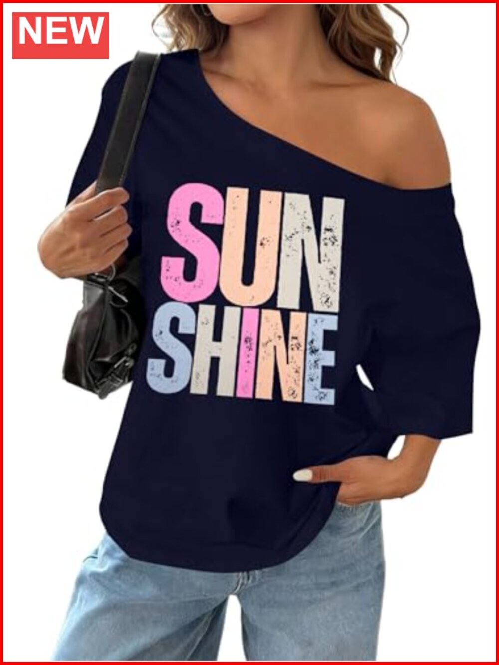 Off Shoulder Graphic Tee Oversized Y2K T Shirt